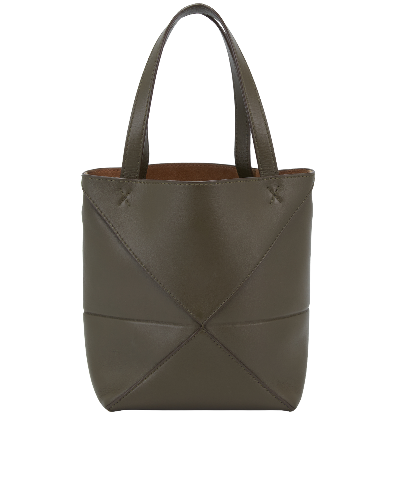 Mini Puzzle Fold Tote, &pound;650, Handbags, Taupe, Leather, Back view